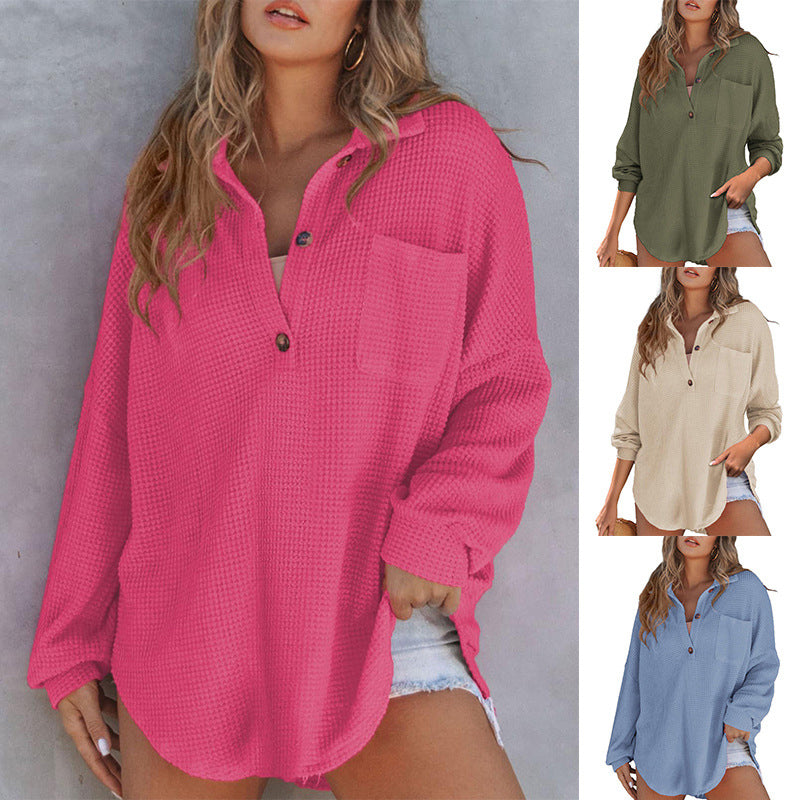 Chemise Ample Femme Col Boutons Manches Courtes - Tunique Longue Décontractée Été Printemps