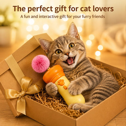 Baguette électrique pour chat d'intérieur, jouet interactif rétractable automatique 2026 avec balle en peluche, lanceur de balles en peluche, jouet d'enrichissement pour chatons et chats adultes dans les foyers avec plusieurs animaux.