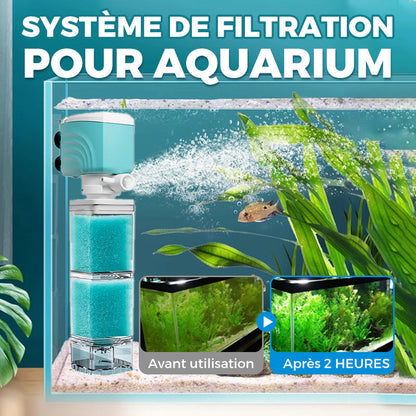 🐠 Filtre d'aquarium 5-en-1 – Fini l'eau trouble et les déchets au fond – Filtration 3 couches, débit réglable, ultra-silencieux 36 dB – Idéal pour aquarium 450–2450 L/h 💧