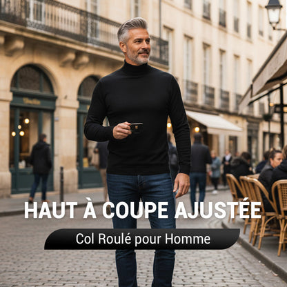 👕50% DE RÉDUCTION ! ✨ T-shirt Homme à Col Montant - Coupe Adjustable et Tissu Respirant, Idéal pour Sport ou Quotidien 🏃‍♂️