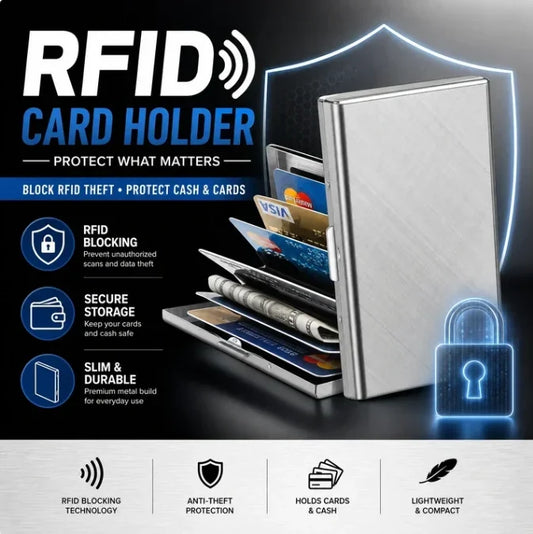 🔥💳 50 % DE RÉDUCTION MAINTENANT ! 🔒 Porte-cartes RFID en acier inoxydable – Protège vos cartes contre la lecture RFID non autorisée 💳✨