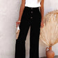 Pantalon smocké en mélange de lin taille haute