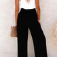 Pantalon smocké en mélange de lin taille haute