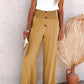 Pantalon smocké en mélange de lin taille haute