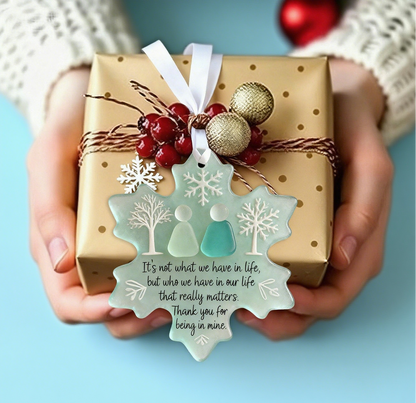 🌊 Décoration d’Amitié en Verre Marin en Forme de Flocon de Neige ❄✨ Façonnée par la nature & fabriquée à la main !