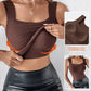 Débardeurs thermiques à col en U pour femmes avec soutien-gorge intégré