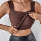 Débardeurs thermiques à col en U pour femmes avec soutien-gorge intégré