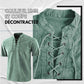 🌸Soldes de printemps : 50 % de réduction👕T-shirt rétro gothique pour homme, col en V lacé, poche en lin