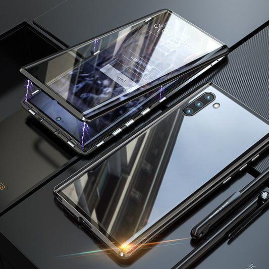 Coque de téléphone double face en verre trempé magnétique pour Samsung, incassable et résistante aux fissures