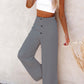 Pantalon smocké en mélange de lin taille haute