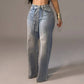 Jean Large pour Femme Orné de Strass avec Ceinture