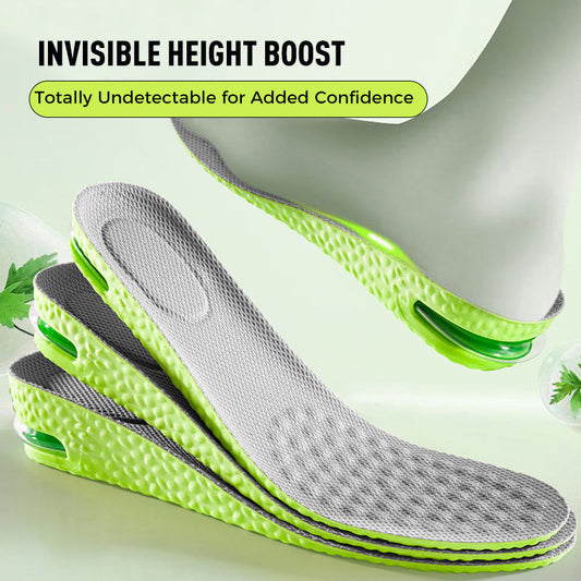 📢📢2 achetés 1 offert !👟💨 Semelles confortables avec coussin d'air et effet rehausseur – Augmentation Invisible de la Taille, Soutien Ergonomique & Respirabilité Améliorée ⚡