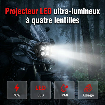 Projecteur LED moto haute puissance à quatre lentilles