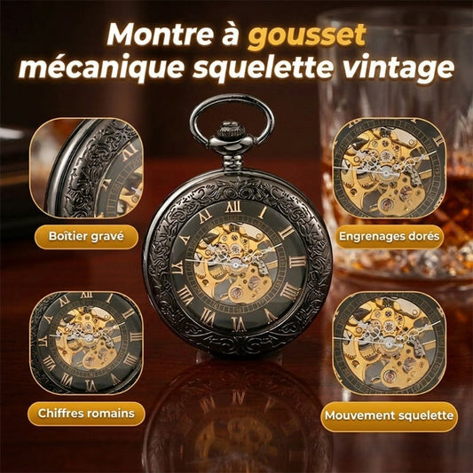 Montre à Gousset Mécanique à Remontage Manuel avec Chaîne