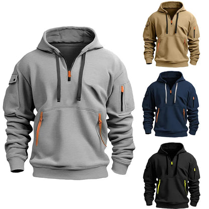 Pull semi-zippé avec poches pour hommes