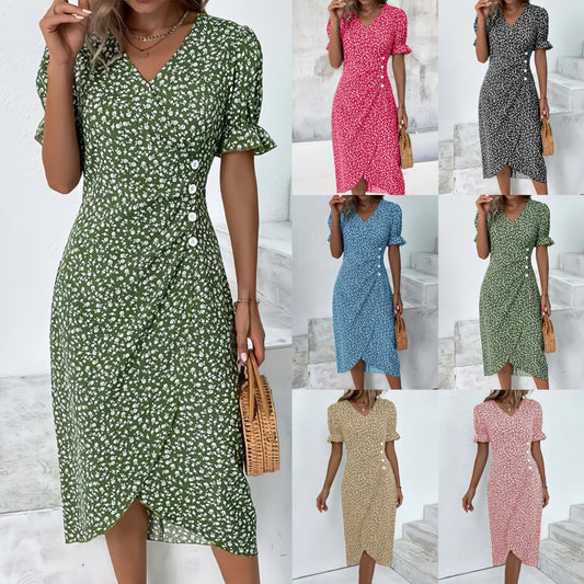 🌷51% DE RÉDUCTION🌷Robe imprimée florale à col en V pour femme