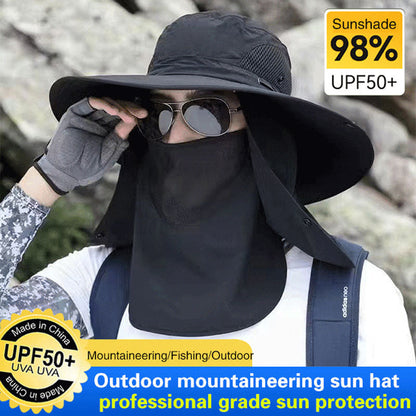 🧢 50% DE RÉDUCTION ☀️ Chapeau de soleil professionnel UPF50+ – Large bord + masque facial – Respirant, anti-insectes & protection solaire totale – idéal pour randonnée, jardinage ou plage en été 🏞️