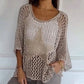 🔥Fête des mères - 50% de réduction🔥Haut en résille tricoté au crochet à col rond pour femmes