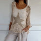 🔥Fête des mères - 50% de réduction🔥Haut en résille tricoté au crochet à col rond pour femmes