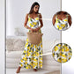💕Robe longue élégante à bretelles spaghetti et imprimé citron pour femmes