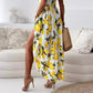 💕Robe longue élégante à bretelles spaghetti et imprimé citron pour femmes
