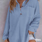 Chemise ample en tricot gaufré de couleur unie pour femmes