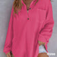 Chemise ample en tricot gaufré de couleur unie pour femmes