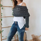 Châle en tricot découpé à doubles manches pour femmes