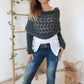 Châle en tricot découpé à doubles manches pour femmes