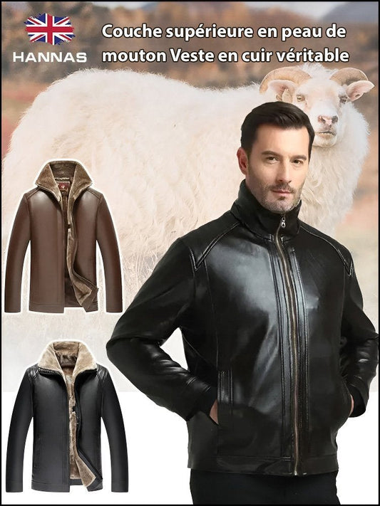 Veste en cuir matelassée pour hommes Veste en cuir