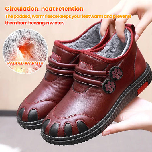 Chaussures plates en cuir épais et chaud