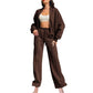 Ensemble 2 pièces pour femmes - Manteau à manches longues avec fermeture éclair Pantalon de survêtement avec cordon de serrage