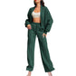 Ensemble 2 pièces pour femmes - Manteau à manches longues avec fermeture éclair Pantalon de survêtement avec cordon de serrage