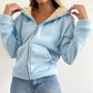 Sweat Zippé et Doublé à Capuche pour Femme
