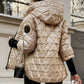 Veste en coton patchwork à capuche pour femmes pour l'automne et l'hiver