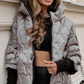 Veste en coton patchwork à capuche pour femmes pour l'automne et l'hiver
