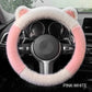 Housse de Volant Douce Universelle Antidérapante en Peluche avec Oreilles de Chat Mignonnes