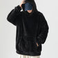 Sweat à Capuche Épais et Ample de Couleur Unie pour Hommes