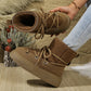 Bottes de neige à lacets à semelle épaisse et doublure en fausse fourrure pour femmes