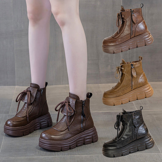 Bottes en cuir avec doublure en peluche pour femmes
