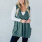 Gilet en Tricot à Col en V Ample avec Poches pour Femmes