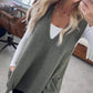 Gilet en Tricot à Col en V Ample avec Poches pour Femmes