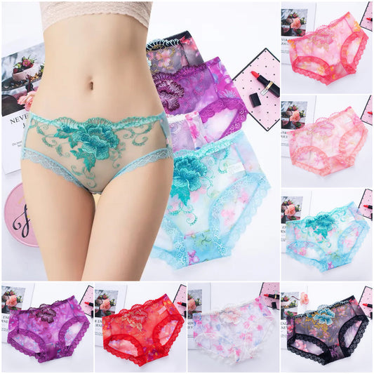 Culotte en Coton Antibactérien avec Broderie en Dentelle