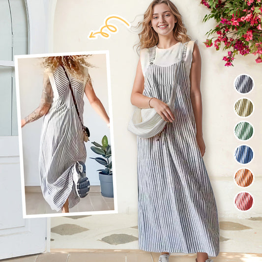 💃 Nouveau 🌷 Robe dos nu à rayures - Achetez 2 et bénéficiez de la livraison gratuite !
