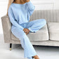 Ensemble en Couleur Unie pour Femmes : Pull à Épaules Tombantes et Pantalon Ample