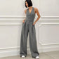 ⏳Begrenzte Zeit 50% Rabatt💥Ärmlös Jumpsuit med Breda Ben och Knäppning för Kvinnor