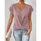 💥 GRANDE VENTE👚 T-shirt élégant à manches courtes avec col en V torsadé