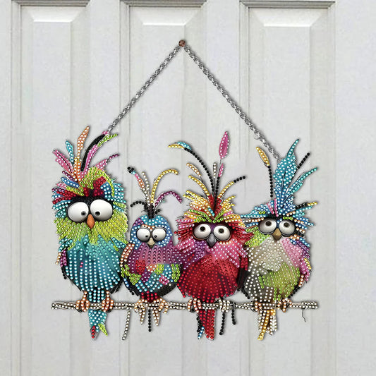 Kit de suspension Diamond Art - Ornement de fenêtre 5D Rhinestone de forme personnalisée - Cadeau pour les amateurs d'oiseaux