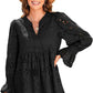 🌸49% de réduction pour une durée limitée🌸🌿Robe ajourée à lacets et col en V pour femme avec manches évasées