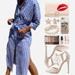 Robe chemise ample rayée à demi-manches